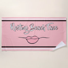 Das Strandgesicht "Lips" Rosa und Schwarz Strandtuch