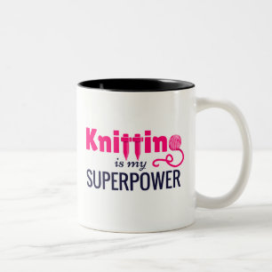 Das Stricken ist meine Supermacht im Rosa Zweifarbige Tasse