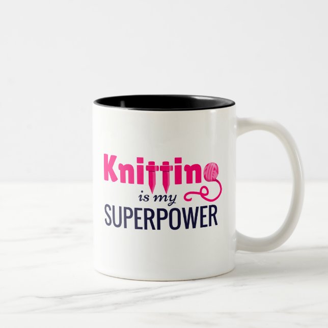Das Stricken ist meine Supermacht im Rosa Zweifarbige Tasse (Rechts)