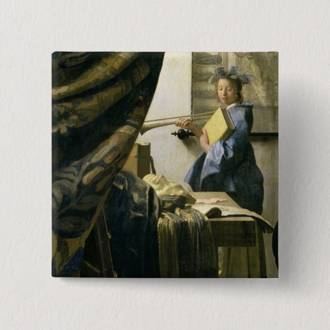 Das Studio des Künstlers, c.1665-6 Button (Vorderseite)
