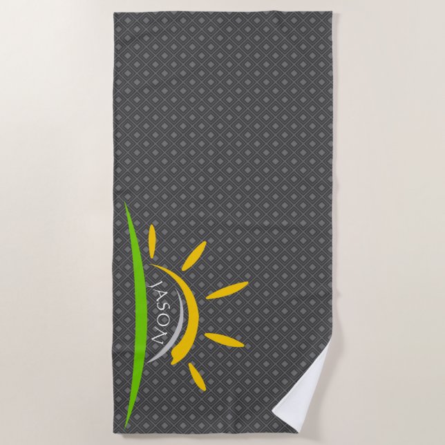 Das Sun Dunkel Grau Beach Handtuch (Vorderseite)