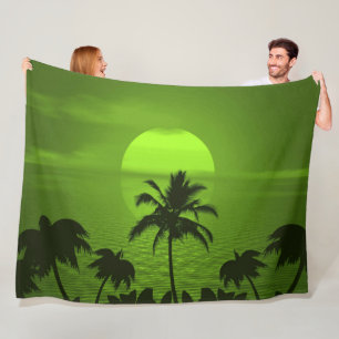 Das Sun Green Tropics Palm Beach Fleecedecke