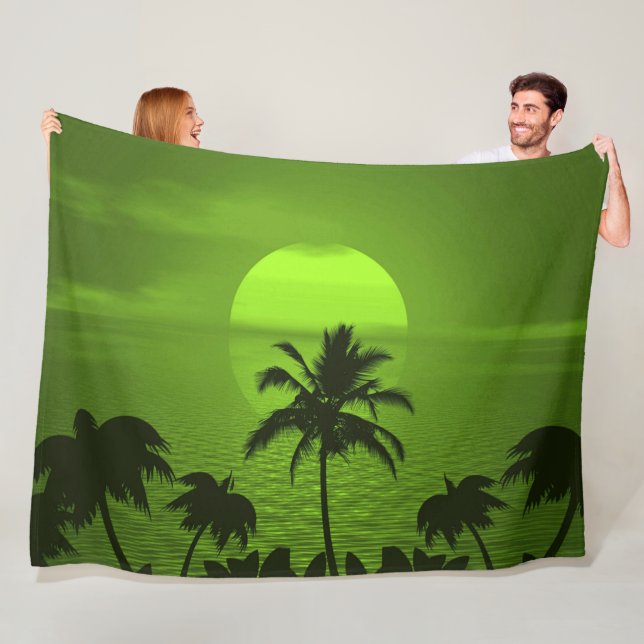 Das Sun Green Tropics Palm Beach Fleecedecke (Beispiel)