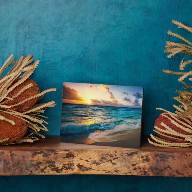 Das Sunset Beach Art Deco Plaque Fotoplatte (Seite)
