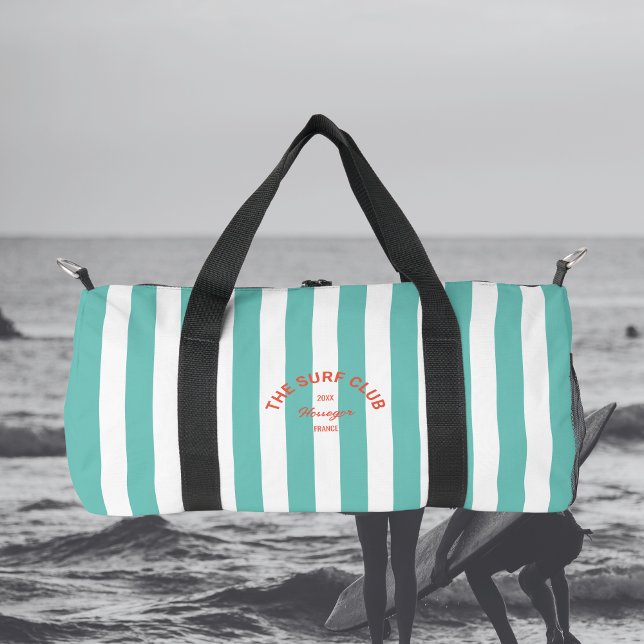 Das Surf Club Wappen Aquamarin Cabana Strip Monogr Duffle Bag (Von Creator hochgeladen)
