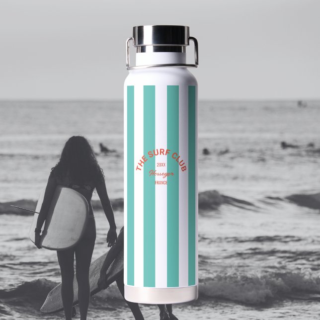 Das Surf Club Wappen Türkis Cabana Strip Trinkflasche (Von Creator hochgeladen)