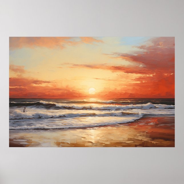 Das Surfen bei Morgenöl als Malplakat bremsen Poster (Vorne)