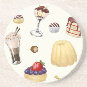Das süße Muster mit verschiedenen Desserts. Untersetzer