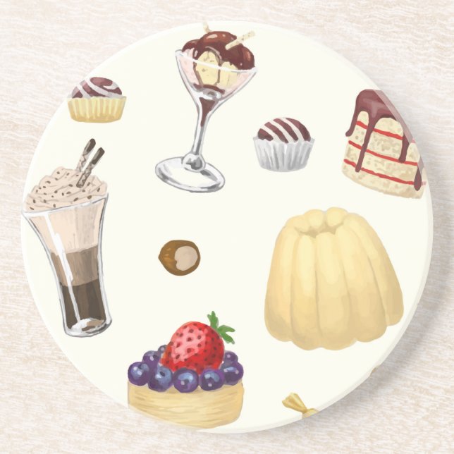 Das süße Muster mit verschiedenen Desserts. Untersetzer (Vorne)