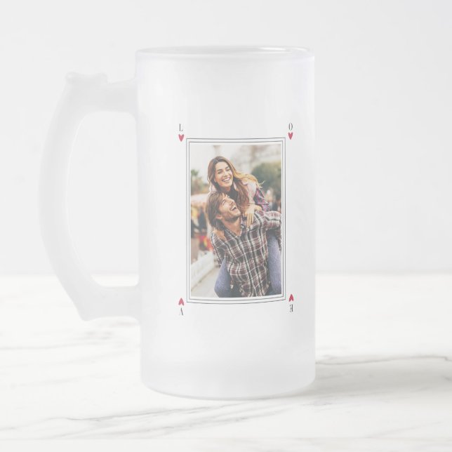 Das süße Romantische Retro-Foto Valentine's Gesche Mattglas Bierglas (Links)