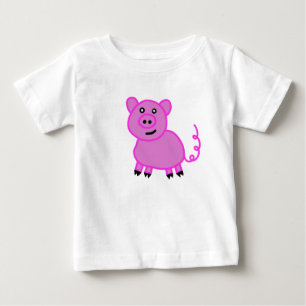 Das süße rosa Schwein mit dem langen Schwanz Baby T-shirt