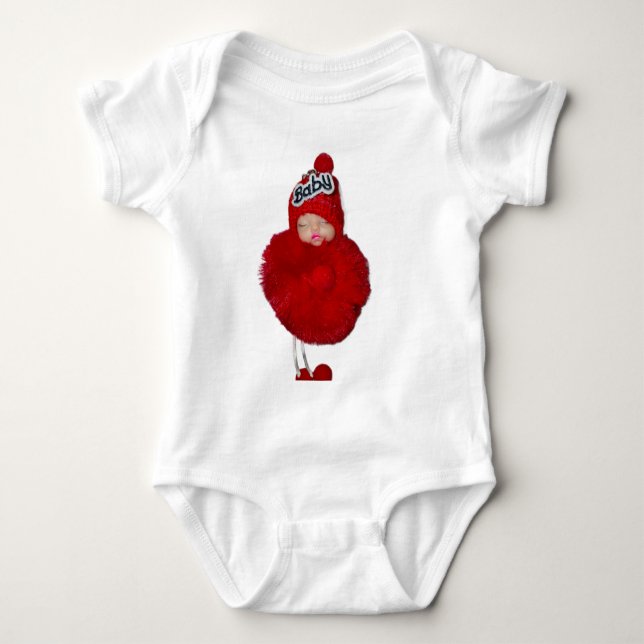 Das süße, weiße Outfit aus weichem, sanftem Stoff. Baby Strampler (Vorderseite)