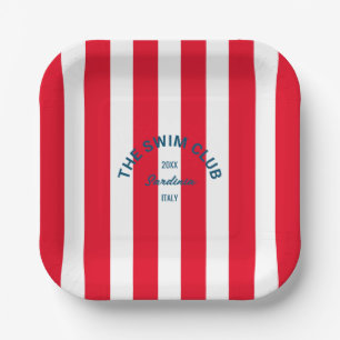 Das Swim Club Wappen Red Cabana Strip Pappteller