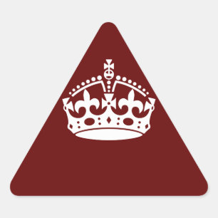 Das Symbol "Calm Crown" auf Burgundy Red behalten Dreieckiger Aufkleber