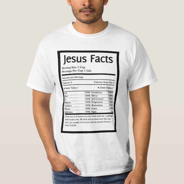 DAS T-SHIRT DER JESUS-TATSACHEN-MÄNNER (Vorderseite)