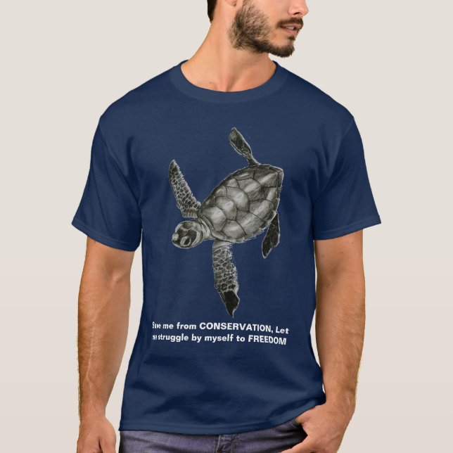 Das T-Shirt der Männer - Schildkröte - Marine-Blau (Vorderseite)