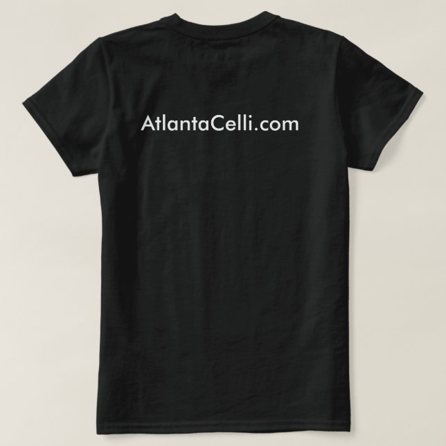 Das T-Shirt der schwarze Celli-grundlegenden Frau (Design Rückseite)