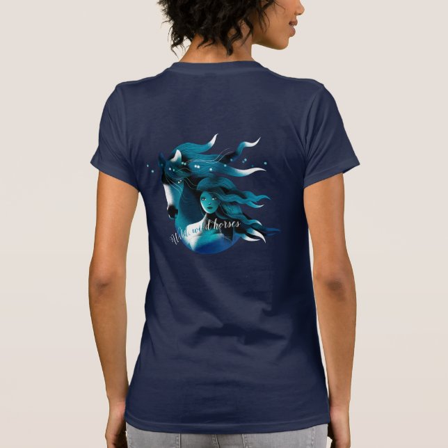 Das T-Shirt der wilde Pferdeblauen Frauen (Rückseite)