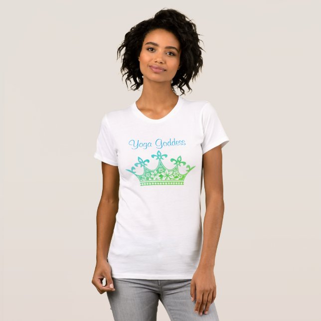 Das T-Shirt der Yoga-Göttin-blauen Frauen (Vorne ganz)