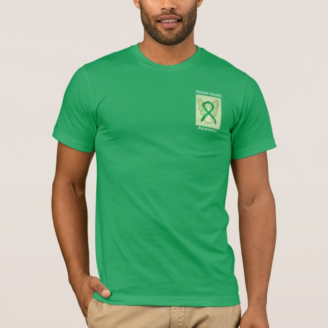 Das T-Shirt des grünen Ribbon-Engels "Mental Healt (Vorderseite)