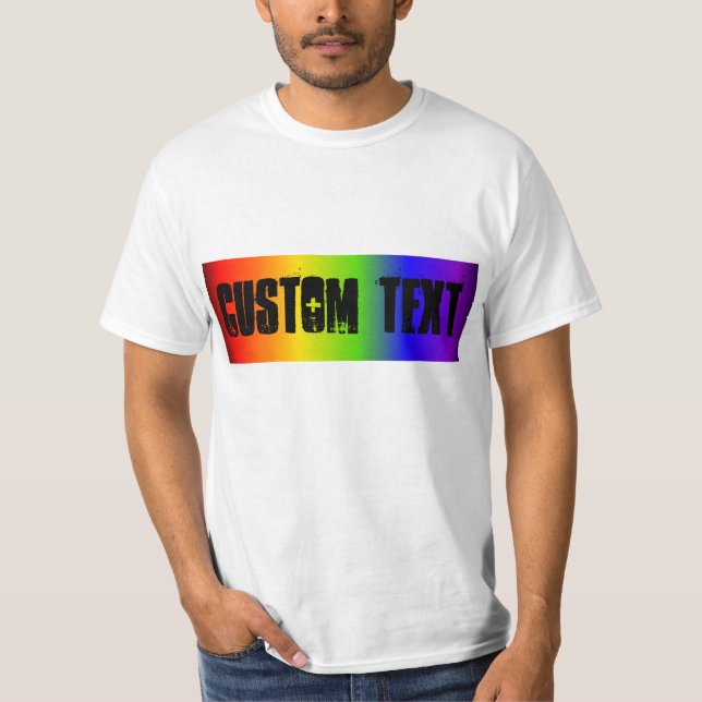 Das T-Shirt KUNDENSPEZIFISCHER Regenbogenfahne (Vorderseite)