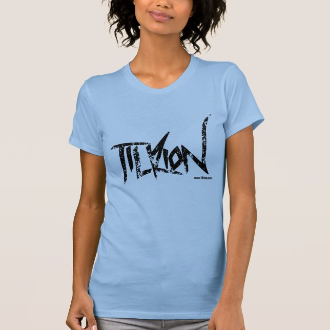 Das T-Stück der Frauen mit beunruhigtem Logo T-Shirt (Vorderseite)
