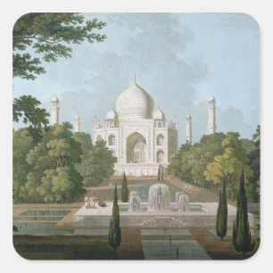 Das Taj Mahal, Agra, vom Garten Quadratischer Aufkleber