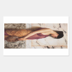 Das Tambourine Girl von John William Godward Rechteckiger Aufkleber