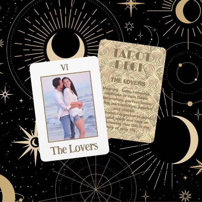 Das Tarot Lovers | Umschließung von Gold-MiniaturF Mitteilungskarte (Front And Back)