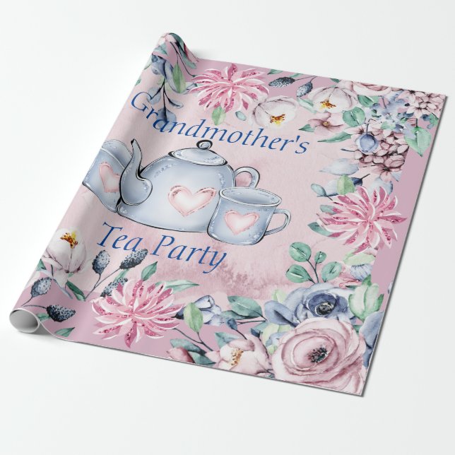 Das Tea-Party der 15' Großmutter wird in Papierums Geschenkpapier (Ungerollt)