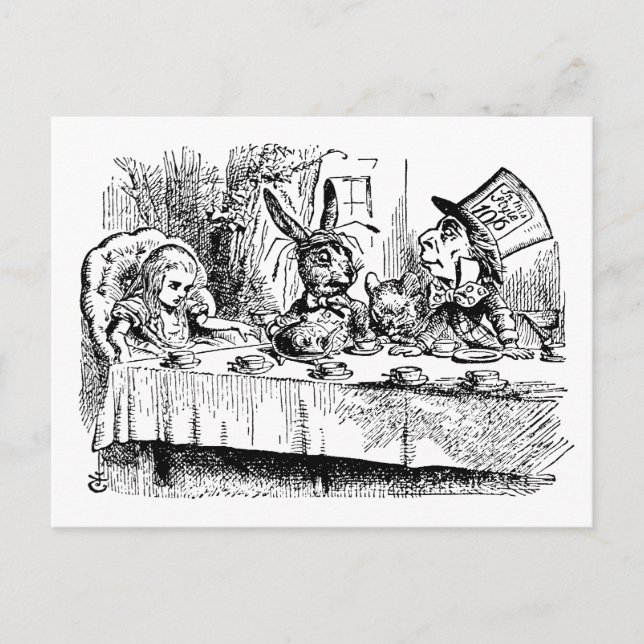 Das Tea-Party des Mad Hatter Einladungspostkarte (Vorderseite)