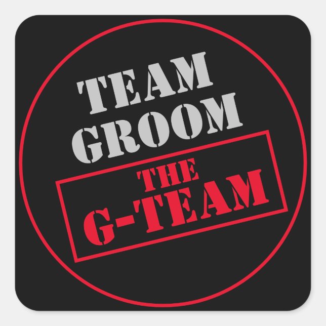 Das Team der G-Teams Quadratischer Aufkleber (Vorderseite)
