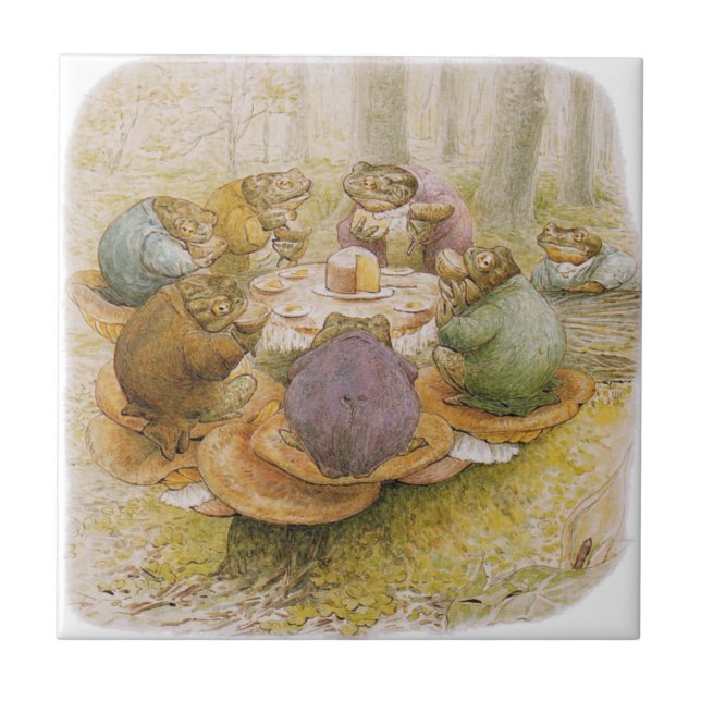 Das Tee-Party der Toads (von Beatrix Potter) Fliese (Vorderseite)