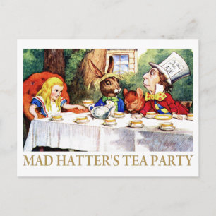 DAS TEE-PARTY DES MAD HATTER EINLADUNGSPOSTKARTE