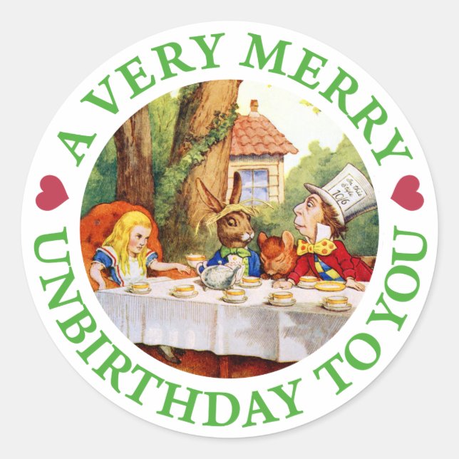 DAS TEE-PARTY DES MAD HATTER RUNDER AUFKLEBER (Vorderseite)
