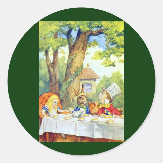 Das Tee-Party von Mad Hatters ist farbig Runder Aufkleber (Vorderseite)