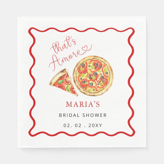 Das Thais Amore Italia Pizza Brautparty Willkommen Serviette (Vorderseite)