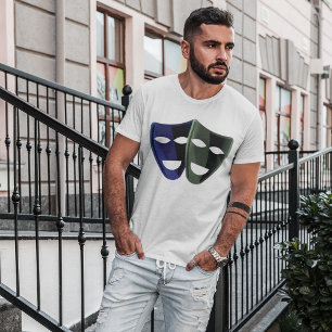 Das Theater maskiert Blau und Grün T-Shirt