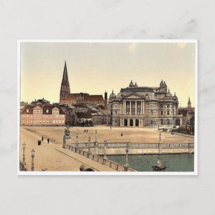 Das Theater und Dom, Schwerin, Mecklenburg-S Postkarte