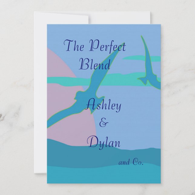 Das Thema Blue Ocean Paradise Blended Family Weddi Einladung (Vorderseite)