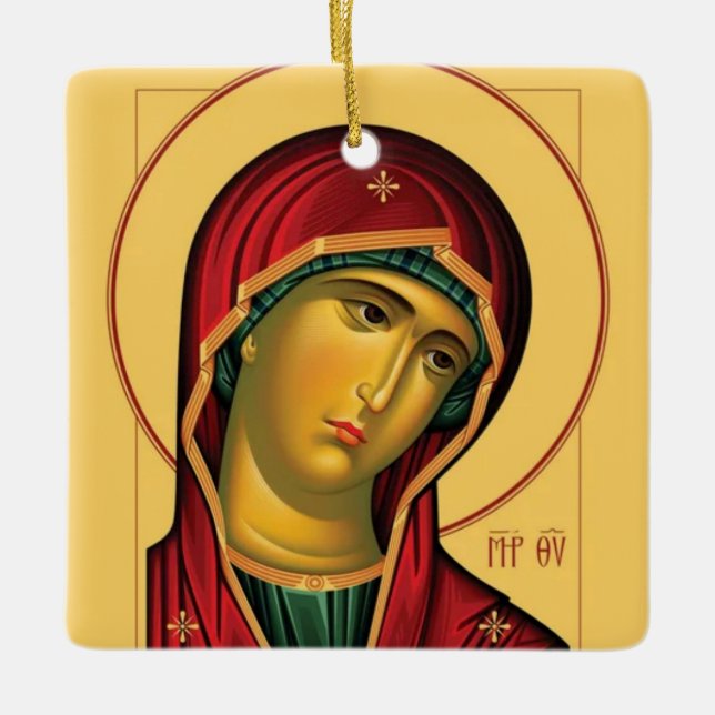 Das Theotokos (Jungfrau Mary)-Orthodoxe Icon Keramikornament (Vorderseite)