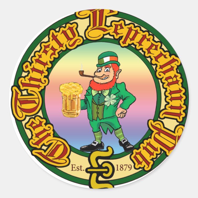 Das Thirsty Leprechaun Pub Runder Aufkleber (Vorderseite)