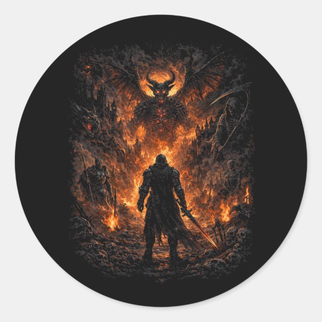 Das Tor des Infernos Runder Aufkleber (Vorderseite)