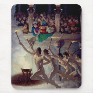 Das Torchrennen, griechische Olympia von N. C. Wye Mousepad