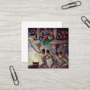 Das Torchrennen, griechische Olympia von N. C. Wye Quadratische Visitenkarte