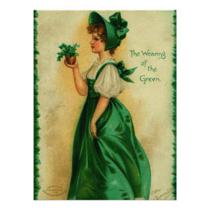 "Das Tragen des Grün" Vintage-Karte, 1907 Poster