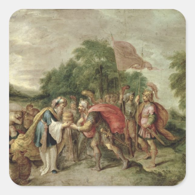 Das Treffen von Abraham und Melchisedek Quadratischer Aufkleber (Vorderseite)