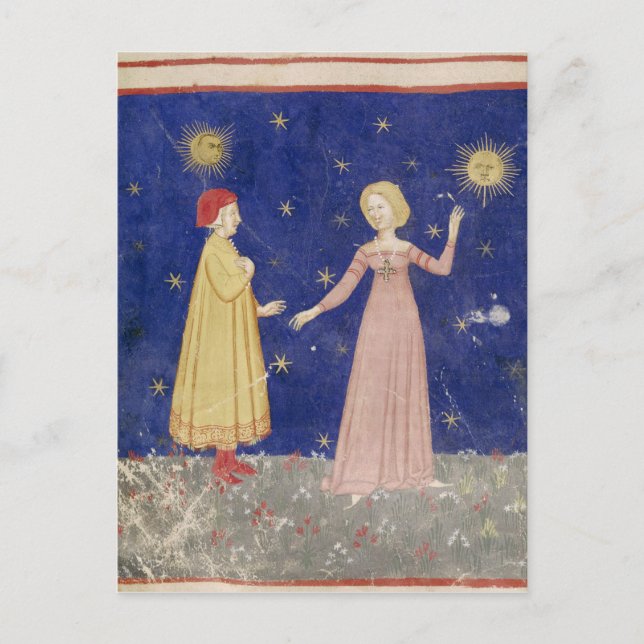 Das Treffen von Dante und Beatrice Postkarte (Vorderseite)