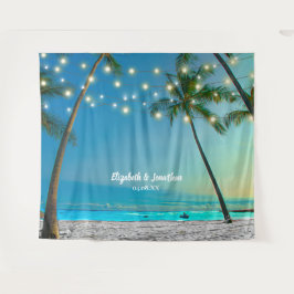 Das Tropical Beach Palm Wedding Foto Stand Wandteppich