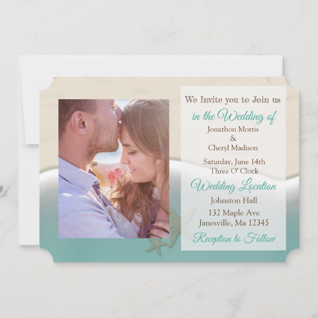 Das Tropical Beach Themed Foto - Hochzeiten Einladung (Vorderseite)